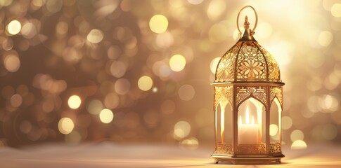Ramadan Eid background with star crescent moon lights, moon decorative elements and lanterns. - obrazy, fototapety, plakaty