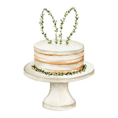 Watercolor stand with easter cake clipart Illustration