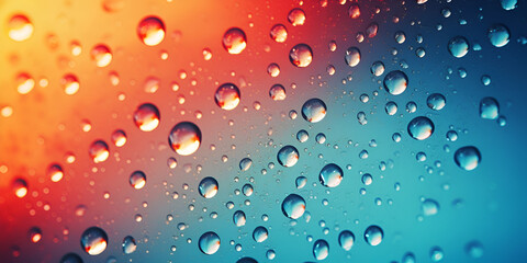 Gradient mixed colors backdrop adorned with delicate small raindrops, drops of water, Colored water drops on abstract background, water drops on colorful background, Generative AI