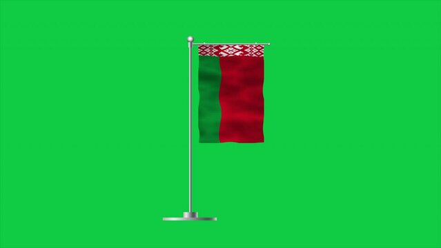 High detailed flag of Belarus. National Belarus flag. Europe. 3D Render. Green Background