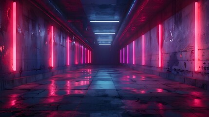 Abstract urban scene with neon lights on dark street and concrete floor. Concept Urban Photography, Neon Lights, Abstract Scenes, Dark Aesthetic, Concrete Architecture
