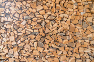 Pattern of stacked logs as background