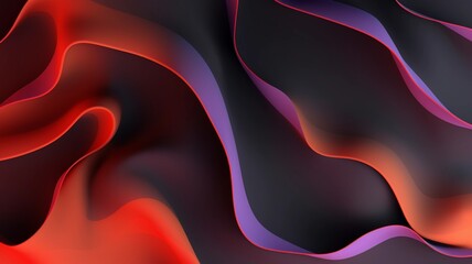 Black and red neon 3d texture background in wave shape style