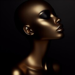 Golden woman on a black background