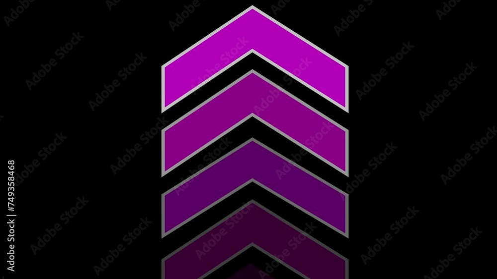 Poster purple arrows indicate the direction of the overlay video layer. swipe-up navigation animation. blin