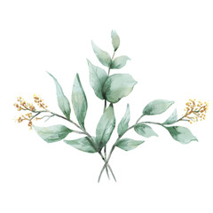 watercolor leave, branches