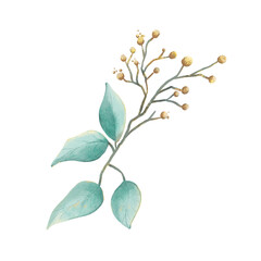 watercolor leave, branches