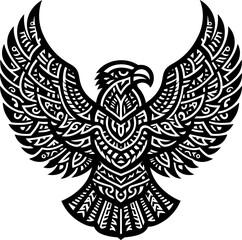 eagle, bird animal silhouette in ethnic tribal tattoo,
