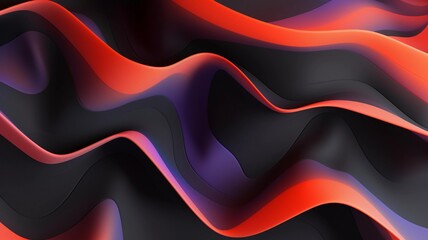Black and red neon 3d texture background in wave shape style