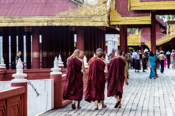 Buddhist Monks at Mandalay Palace, Myanmar