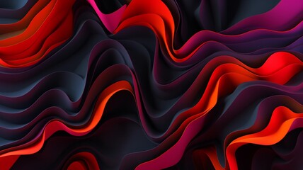 Fototapeta premium Black and red 3d texture background in flowing shape style.