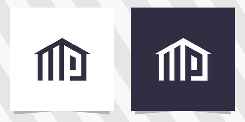 letter mp pm with home logo design