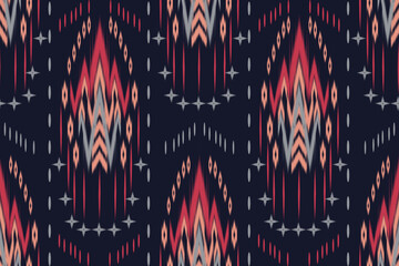 Ethnic blue ikat vector chevron pattern background Traditional pattern on the fabric in Indonesia and other Asian countries