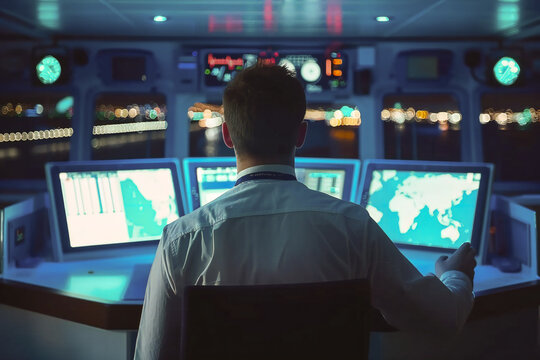 Captain in charge of the cruise Navigation officer at the console