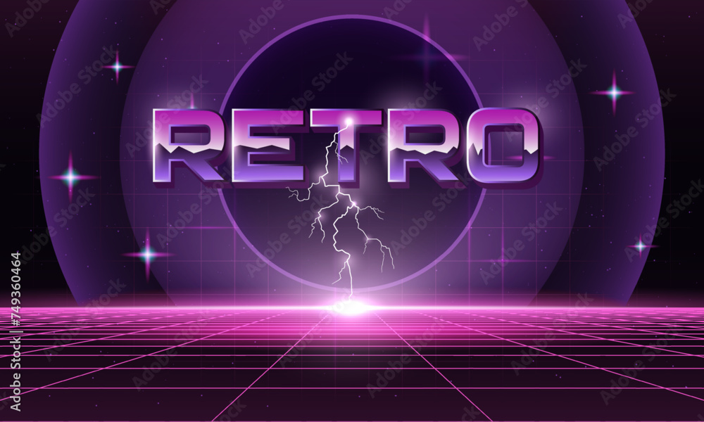 Aufkleber synthwave wireframe net illustration. abstract digital background. 80s, 90s retro futurism, retro wa
