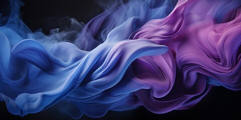 Obraz premium Blue navy and purple smoke on a black background, in creative abstract style