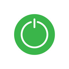 Power button icon. Simple round shape. Flat red on off switch symbol. Start sign silhouette. Vector illustration image. Isolated on grey background. Vector illustration. Eps file 29.