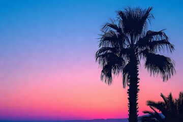 Fototapeta na wymiar 80s Retro-Futurism Sunset with Palm Trees