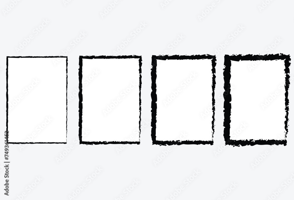 Aufkleber grunge frame - stock vector. collection of rectangular ink grunge frames, borders set. squared hand 