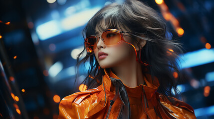 A beautiful girl in futuristic Tokyo style