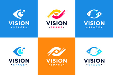 set of vision logo with space, technology universe , logo design template. - obrazy, fototapety, plakaty