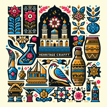Heritage Craft combines regional styles simple minimalsim vector art