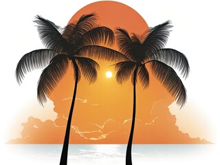 Vector beachside palm tree silhouette