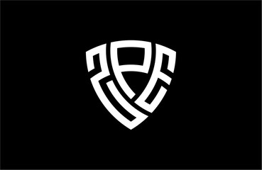 ZPE creative letter shield logo design vector icon illustration