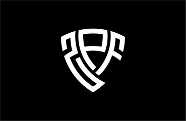 ZPF creative letter shield logo design vector icon illustration