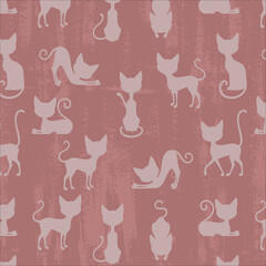 Seamless pattern with silhouettes of cats