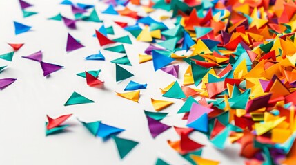 colorful mini papers stars and confetti on white background