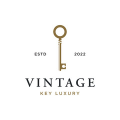 Retro luxury home or hotel or real estate key template logo with creative idea.