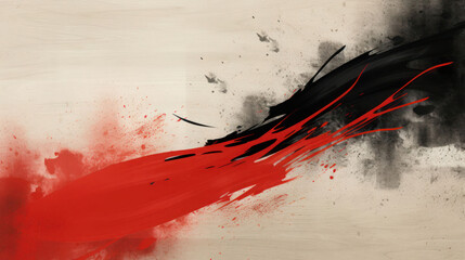 Abstract vintage Japanese background, red paint splashes	