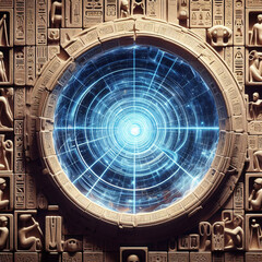 Obraz premium Transcendent Passage - Quantum Egyptian Portal Illustration