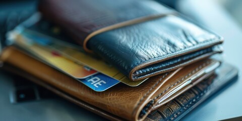 Wallet with credit card, bank cart, online money, digital wallet