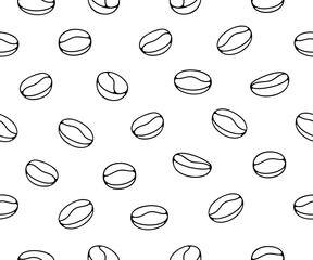 Coffee beans, plant and nature, seamless background and pattern. Food, hot drink, beverage, cafes, coffee house and coffee shop, illustration