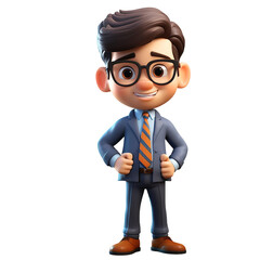 3d illustration of business manager, funny cartoon genius