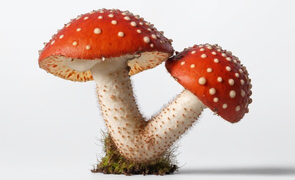 Fly Agaric Mushroom (Amanita muscaria). on a white background