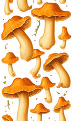 pattern with chanterelle mushrooms. illustration. - obrazy, fototapety, plakaty