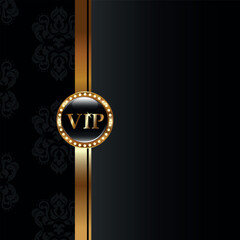 VIP Premium black casino background with golden frame and floral seamless ornament