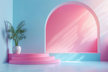 Blue and pink Pastel-Styled Reception Room