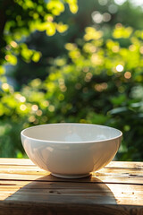 white empty bowl on nature background