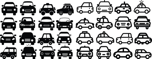Set of cars logo silhouette vector design. Vector car icons black design.