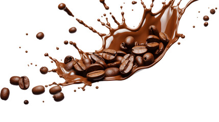 Splash of coffee, cola or tea isolated on transparent