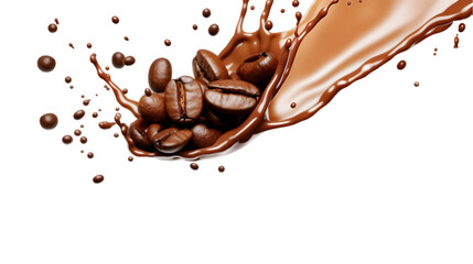 Splash of coffee, cola or tea isolated on transparent
