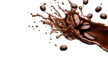 Splash of coffee, cola or tea isolated on transparent
