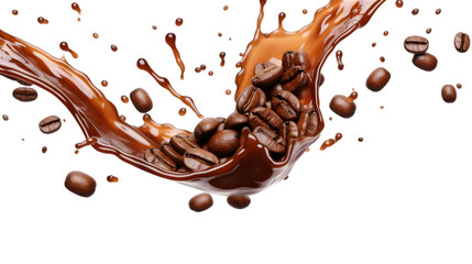 Splash of coffee, cola or tea isolated on transparent