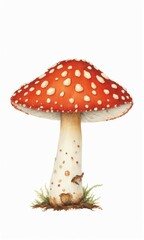 Amanita muscaria mushroom isolated on white background. illustration