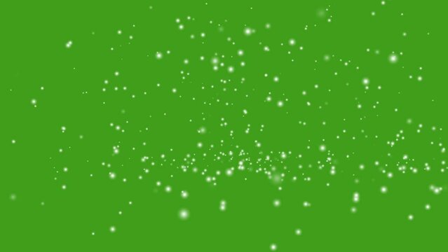 Isolated snow falling on green background. Motion graphic.