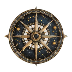Celestial Compass, transparent background, isolated image, generative AI